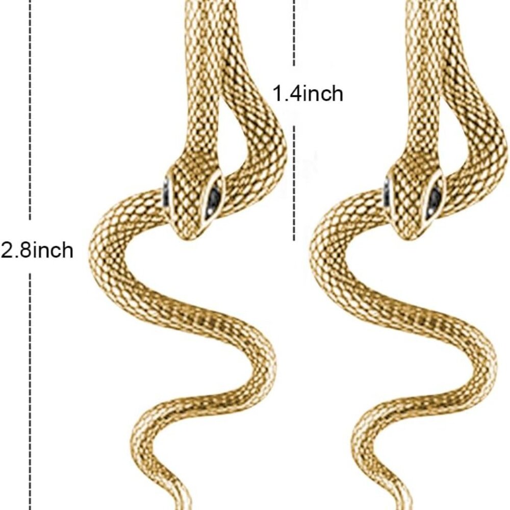 Vintage Goth Snake Earrings - Gold & Silver Snake Statement Jewelry for Women's - Picture 6 of 6